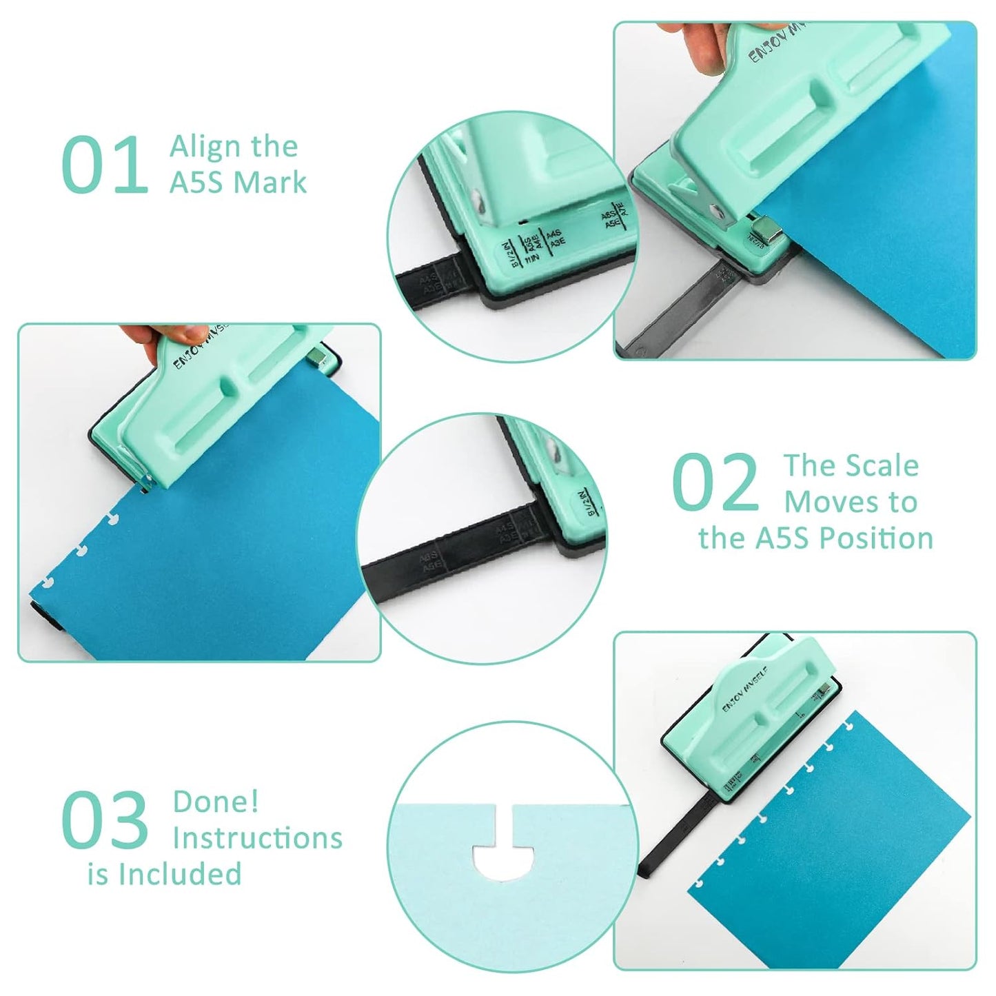 Gocreate Mint Planner Hole Punch 11 Binding Discs Supplied Adjustable Mushroom Hole Puncher for Disc-Bound Happy Planners,Punch Your Own Paper,Notebooks