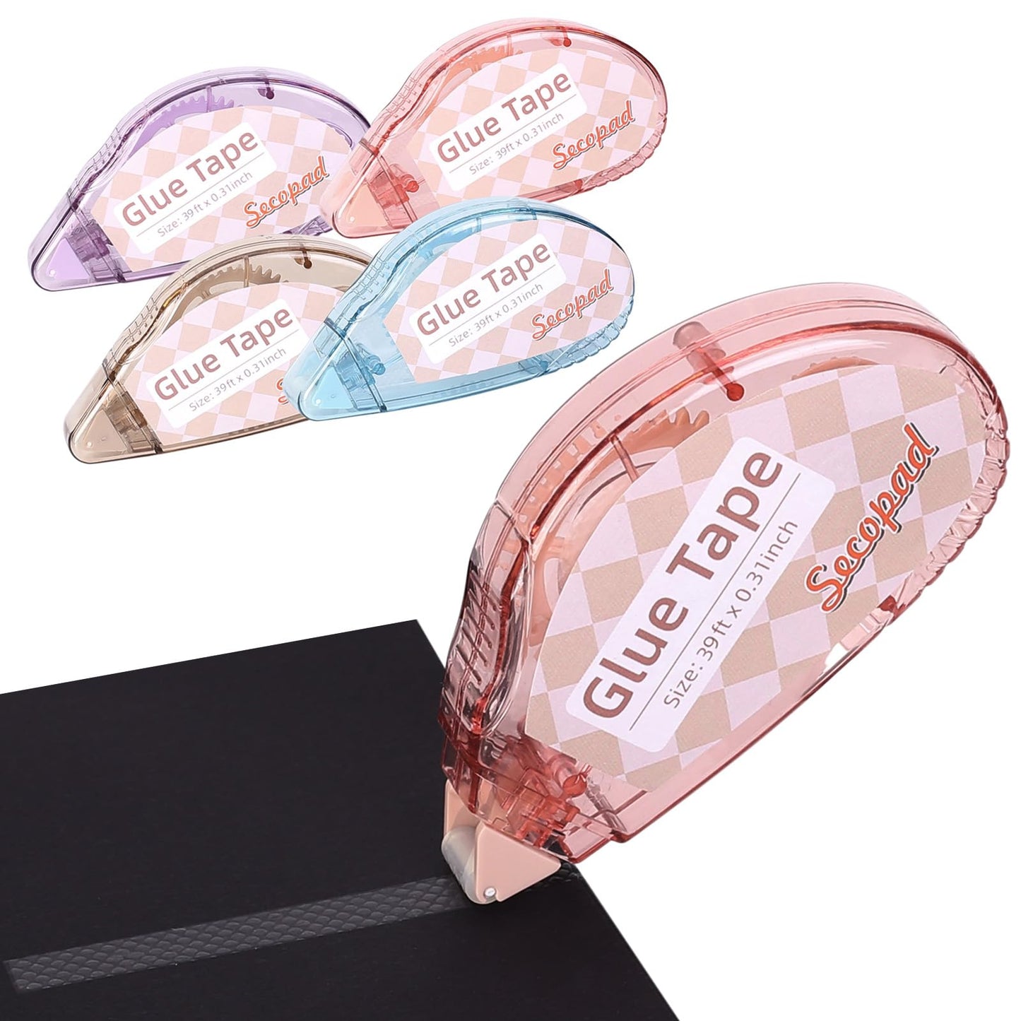 Scrapbook Tape, 4 Pack Double Sided Tape Roller for Crafts, Adhesive Glue Runner Scrapbooking Supplies Journaling School Office Teacher Supplies for Kids and Adults, 0.3IN x 26FT