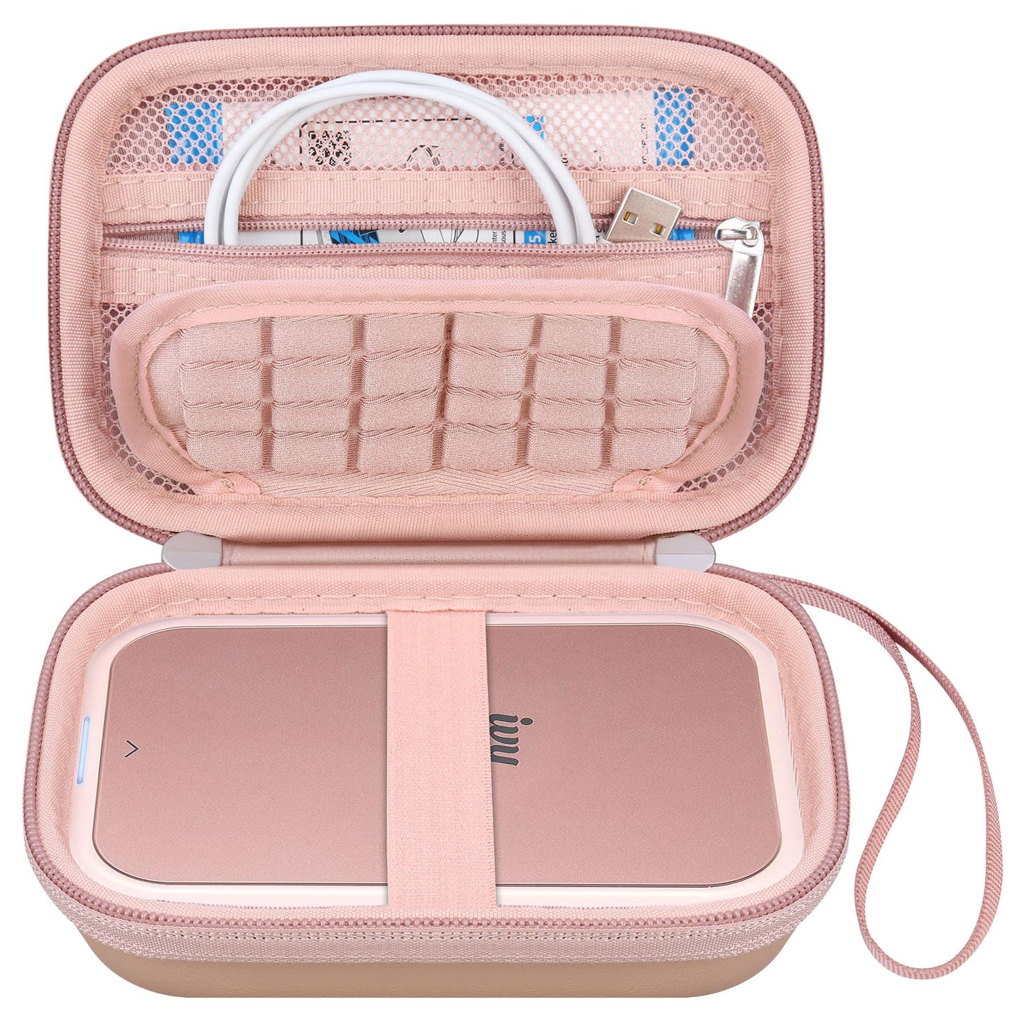 Canboc Hard Case for Canon Ivy 2/Canon Ivy/Canon Ivy CLIQ+2 CLIQ 2 CLIQ+ Mini Photo Printer Mobile Wireless Bluetooth Instant Camera Printer, Mesh Bag fit Photo Paper and Cable, Rose Gold