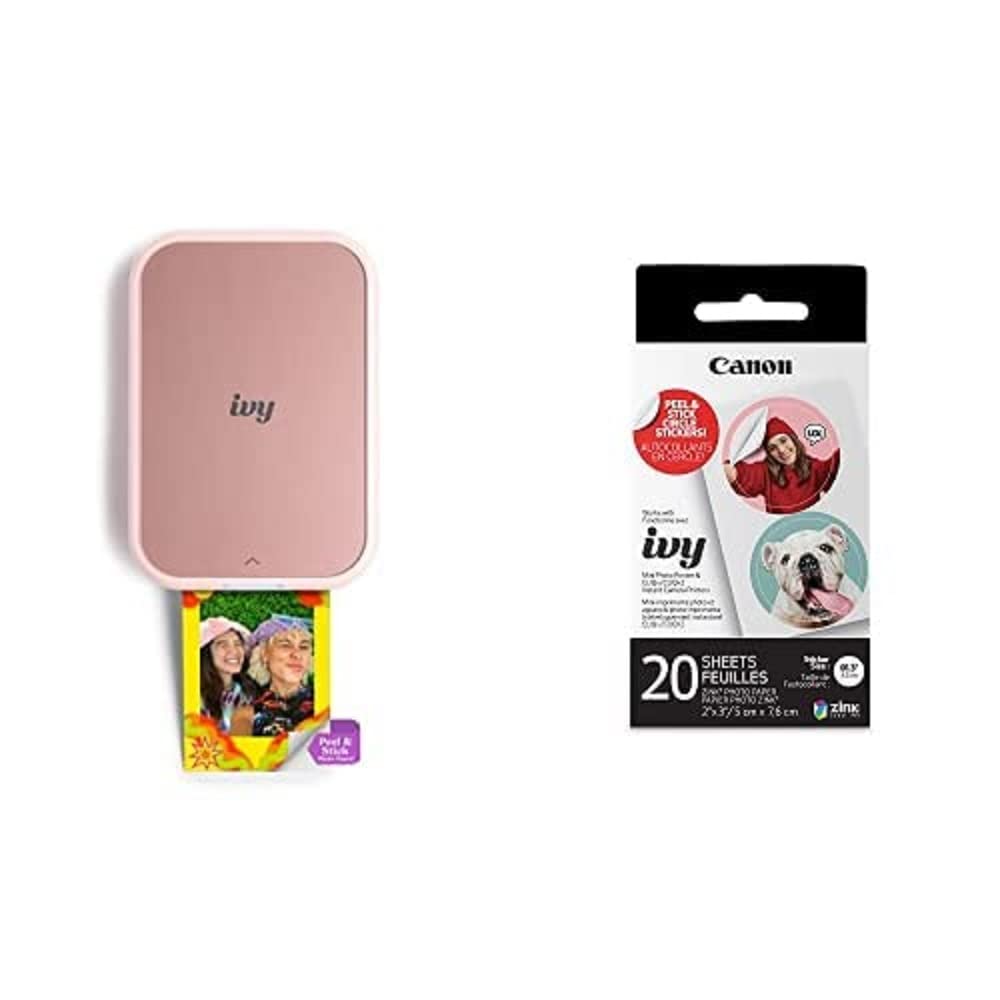 Canon Ivy 2 Mini Photo Printer, Print from Compatible iOS & Android Devices, Sticky-Back Prints, Pure White