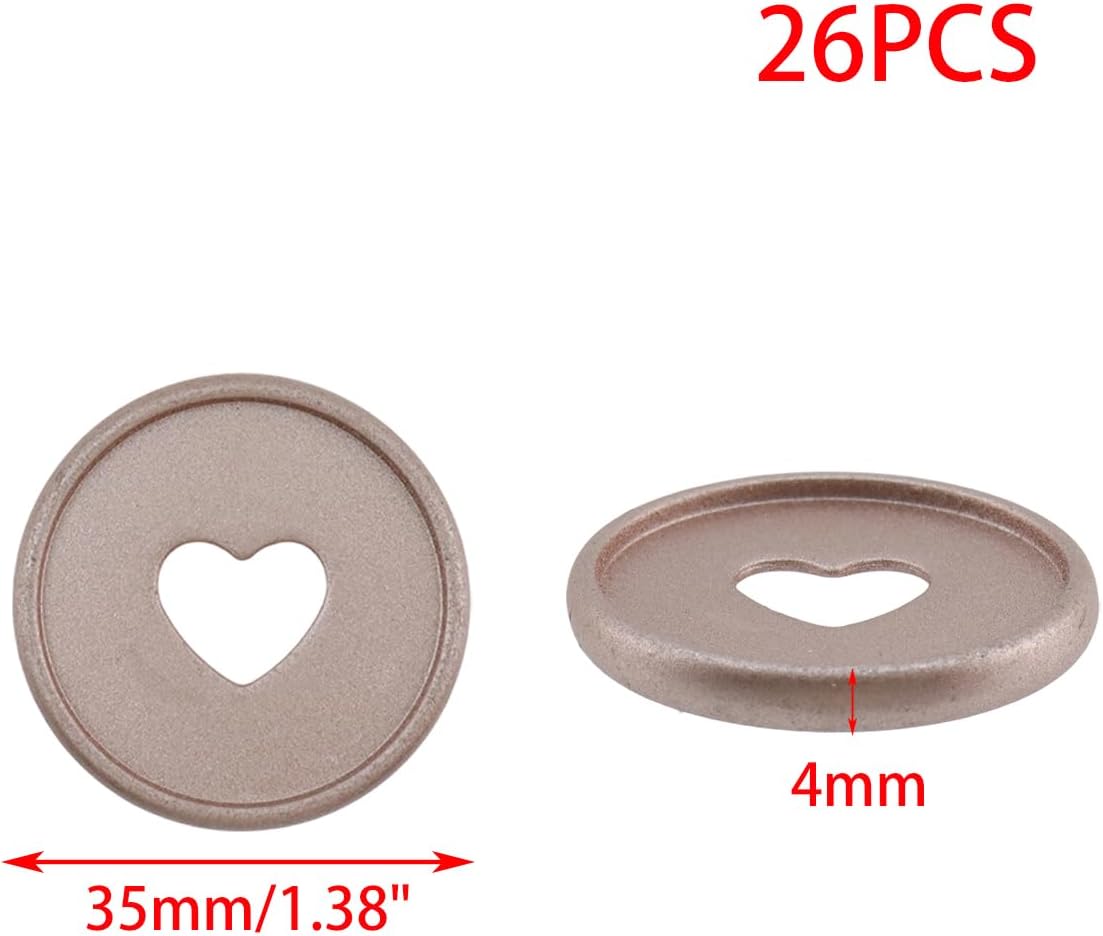 26PCS 1.38" Planner Discs Sanded Notebook Refill with Heart-Shaped Ring Binder Discbound Notebook Accessories, Rose Gold