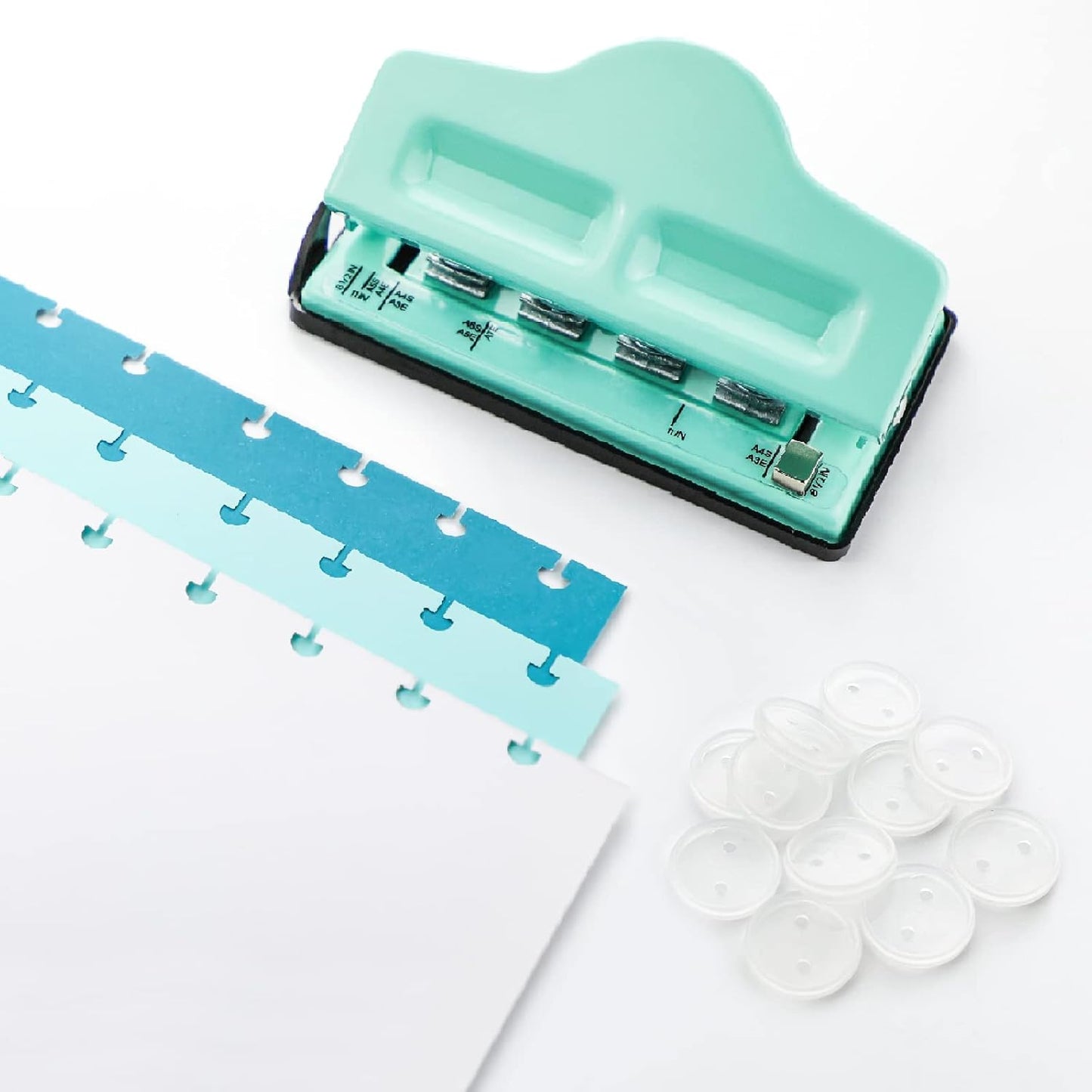 Gocreate Mint Planner Hole Punch 11 Binding Discs Supplied Adjustable Mushroom Hole Puncher for Disc-Bound Happy Planners,Punch Your Own Paper,Notebooks
