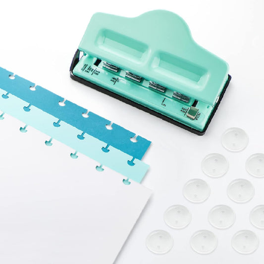 Gocreate Mint Planner Hole Punch 11 Binding Discs Supplied Adjustable Mushroom Hole Puncher for Disc-Bound Happy Planners,Punch Your Own Paper,Notebooks