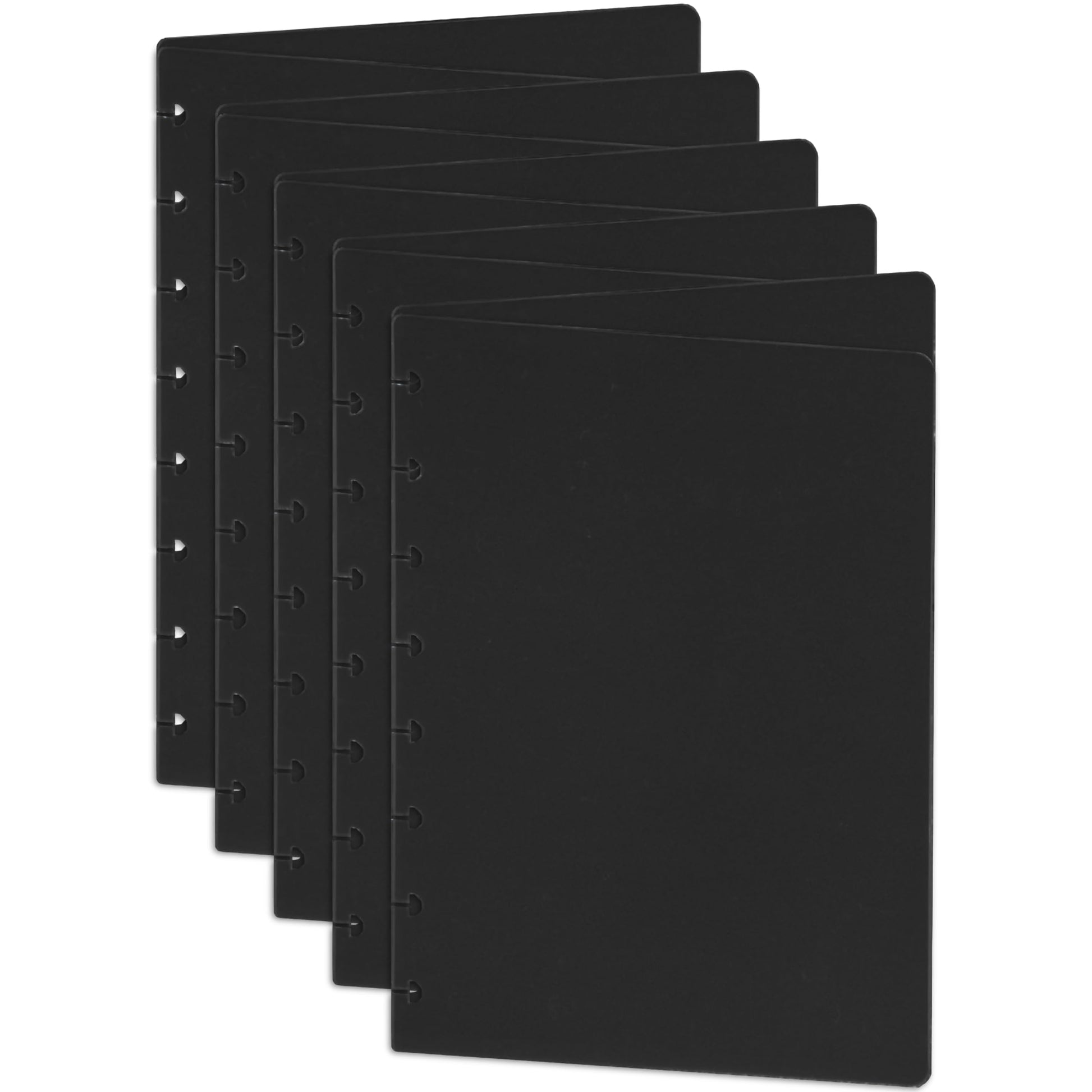 Classic Size Black Discbound Notebook Poly Covers, Compatible with Circa Midway & Classic Happy Planner (Set of 5)