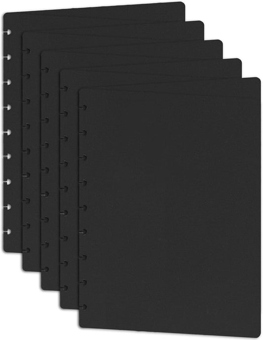 Classic Size Black Discbound Notebook Poly Covers, Compatible with Circa Midway & Classic Happy Planner (Set of 5)