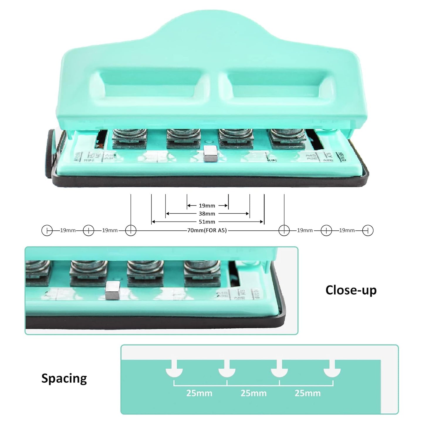 Gocreate Mint Planner Hole Punch 11 Binding Discs Supplied Adjustable Mushroom Hole Puncher for Disc-Bound Happy Planners,Punch Your Own Paper,Notebooks