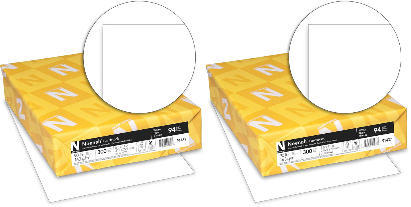 Neenah Index Cardstock, 8.5" x 11", 90 lb/163 gsm, White, Lightweight, 94 Brightness, 300 Sheets (91437)