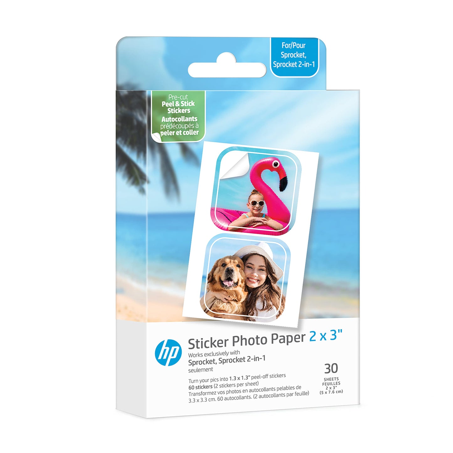HP Sprocket 2x3" Premium Zink Sticky Back Photo Paper (100 Sheets) Compatible with HP Sprocket Photo Printers, Original Version.
