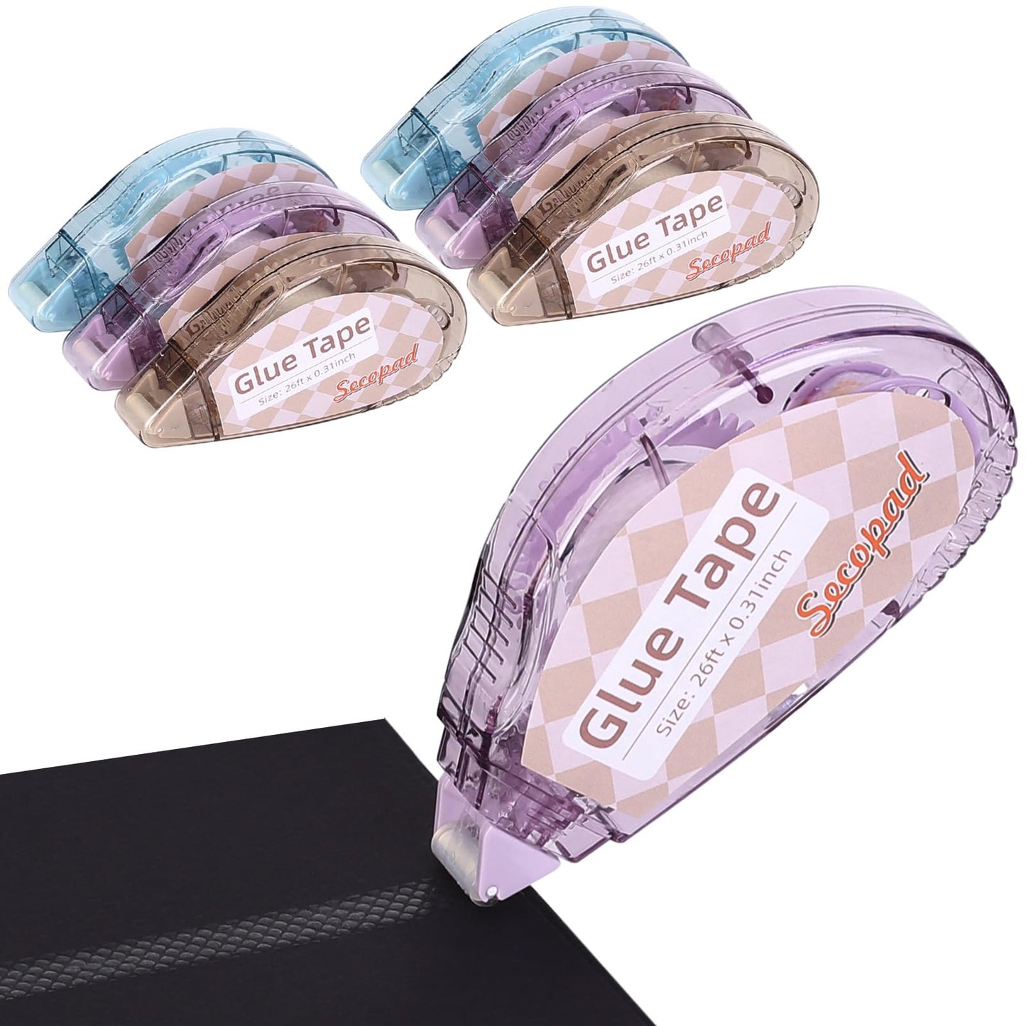 Scrapbook Tape, 4 Pack Double Sided Tape Roller for Crafts, Adhesive Glue Runner Scrapbooking Supplies Journaling School Office Teacher Supplies for Kids and Adults, 0.3IN x 26FT