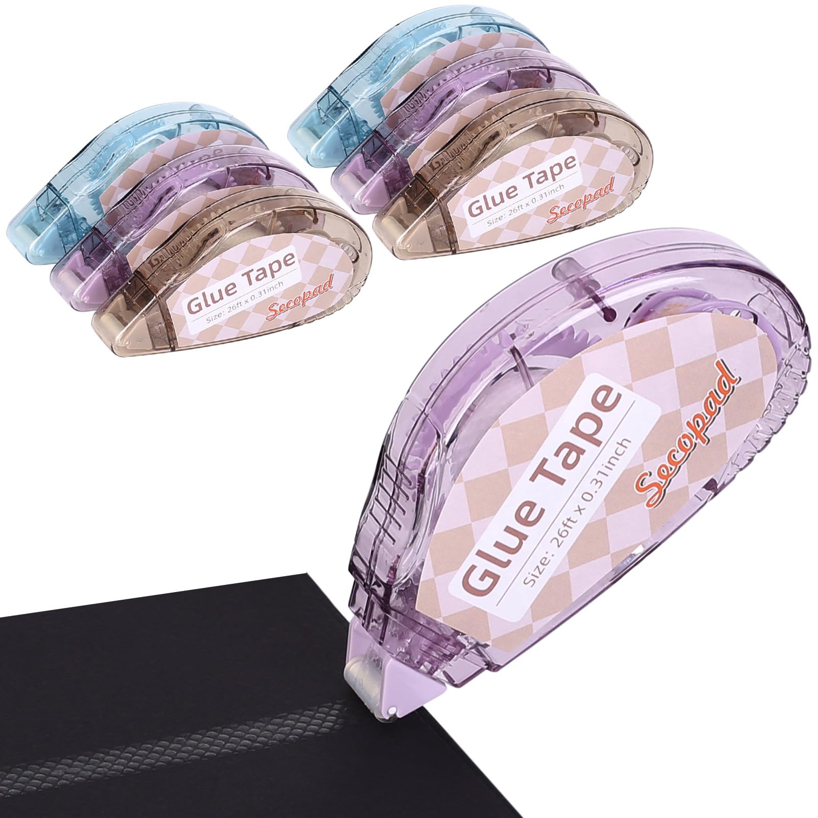 Scrapbook Tape, 4 Pack Double Sided Tape Roller for Crafts, Adhesive Glue Runner Scrapbooking Supplies Journaling School Office Teacher Supplies for Kids and Adults, 0.3IN x 26FT