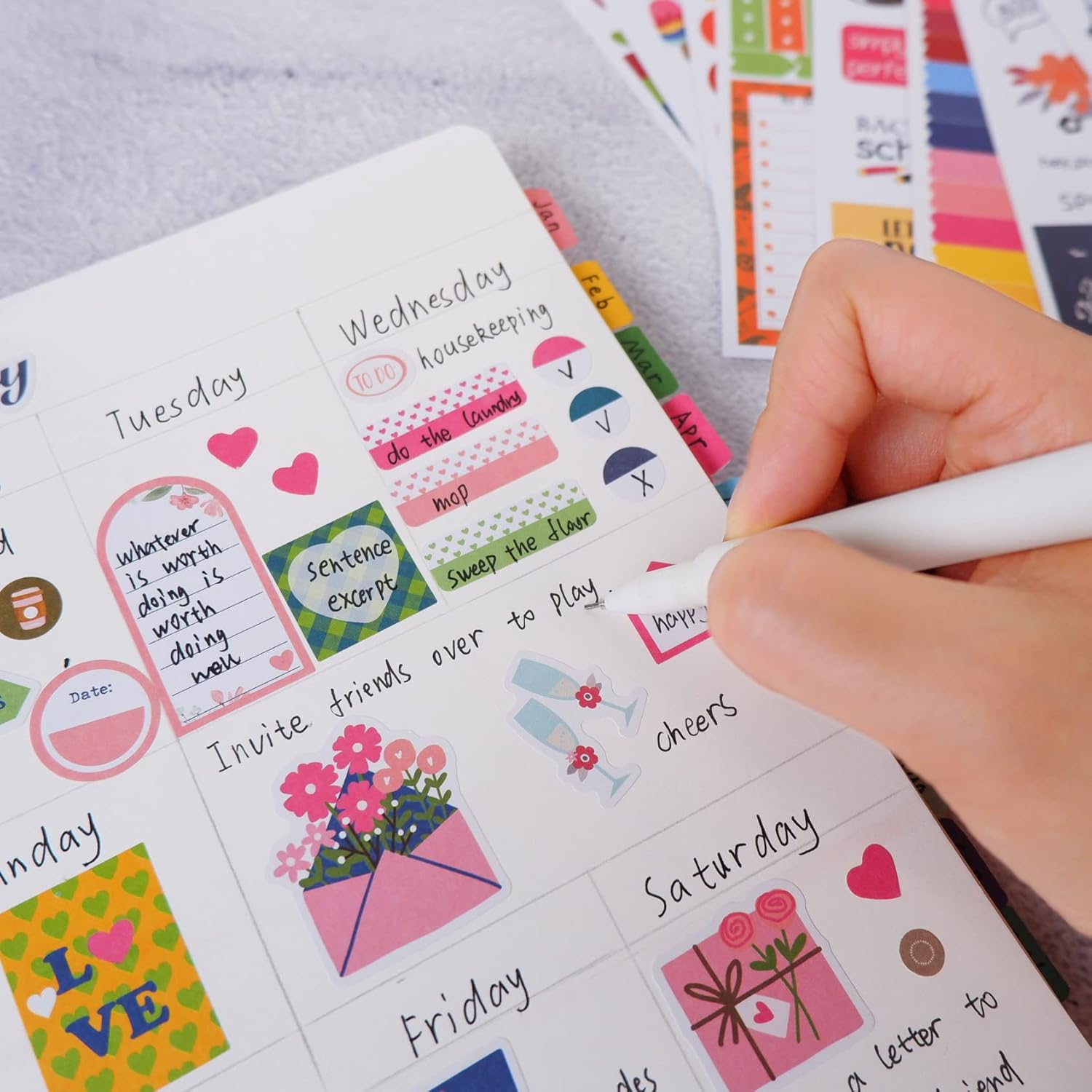 ARRLSDB Aesthetic Monthly Planner Stickers - 28 Sheets/1345 pcs - Daily Planner Accessories, Decorating Your Journals and Calendar