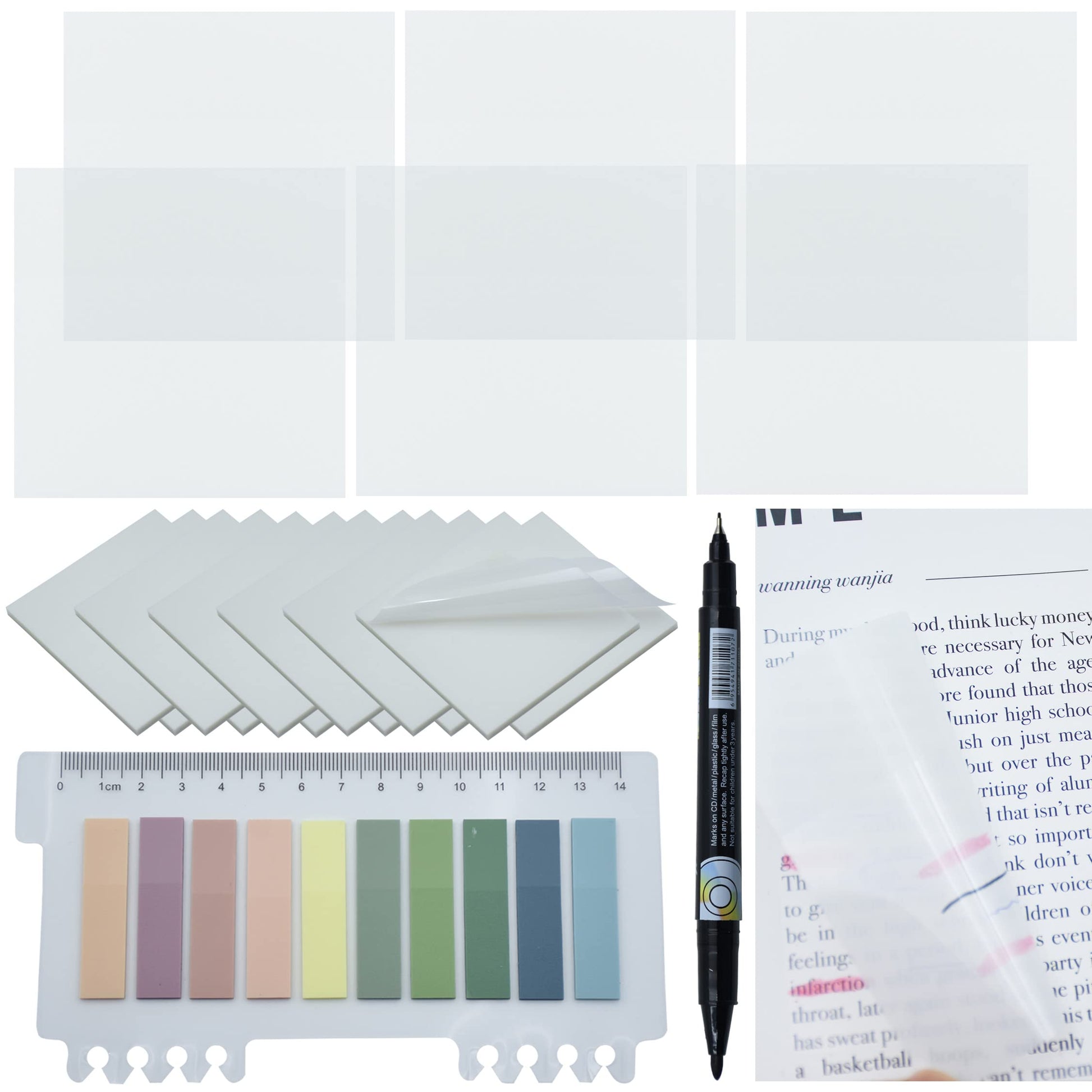 1600pcs Translucent Sticky Note Tabs, Morandi Page Markers for Annotating Books,Repositionable Book Flags Tabs Strip with Binders, Clear Sticky Notes,Page Tabs,Index Tabs