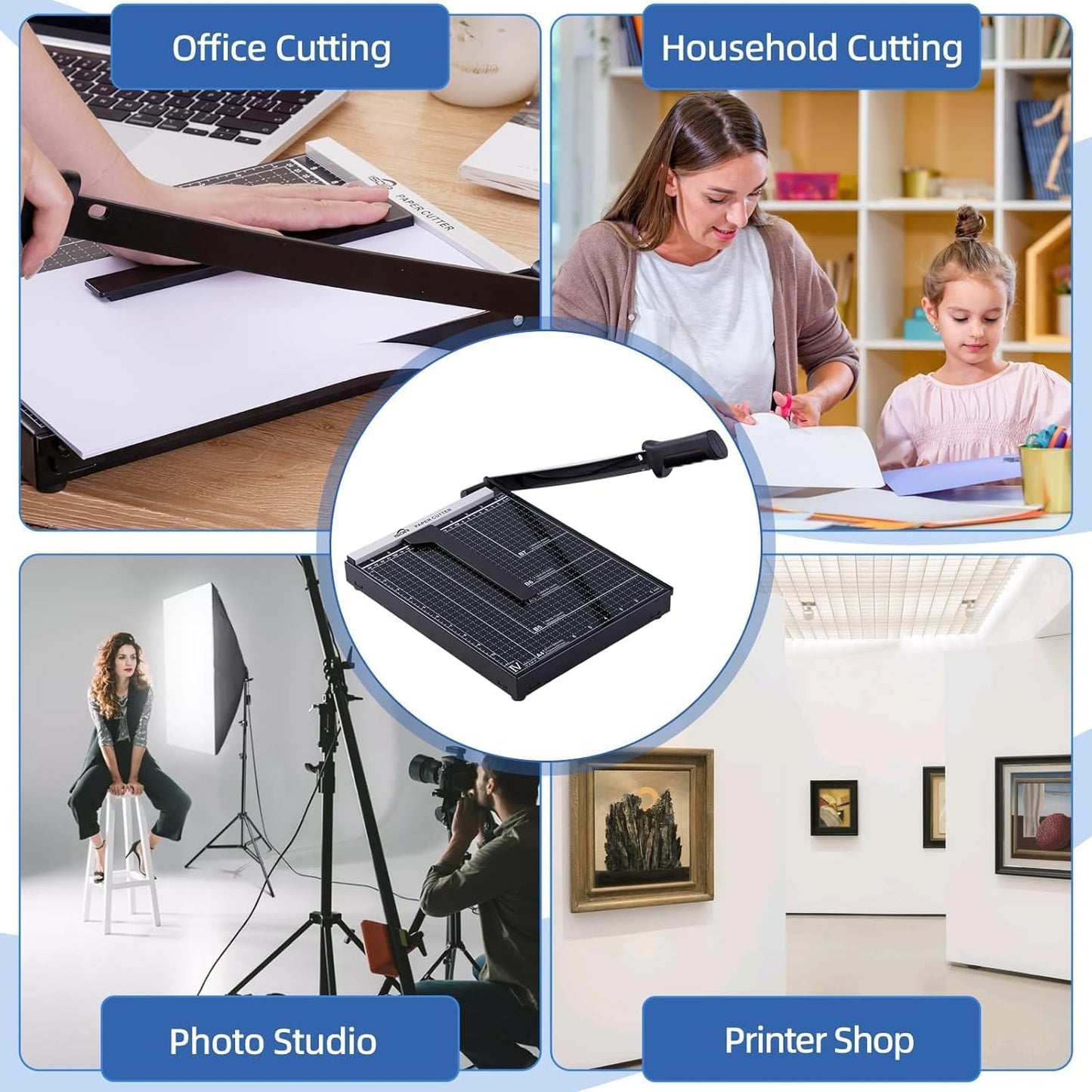 ISDIR 12-Inch Guillotine Paper Cutter, 12 Sheet Capacity, Blade Lock & Magnetic Guide, Heavy-Duty Metal Base for Precision Cutting of Cardstock, Photos, and Crafts - Ideal for Home & Office