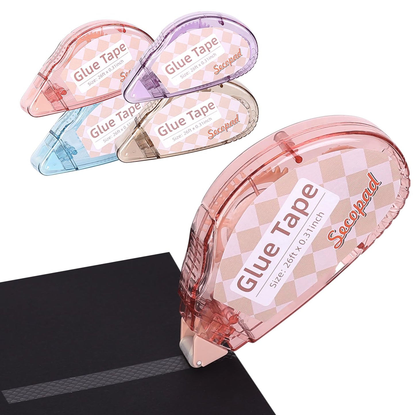 Scrapbook Tape, 4 Pack Double Sided Tape Roller for Crafts, Adhesive Glue Runner Scrapbooking Supplies Journaling School Office Teacher Supplies for Kids and Adults, 0.3IN x 26FT