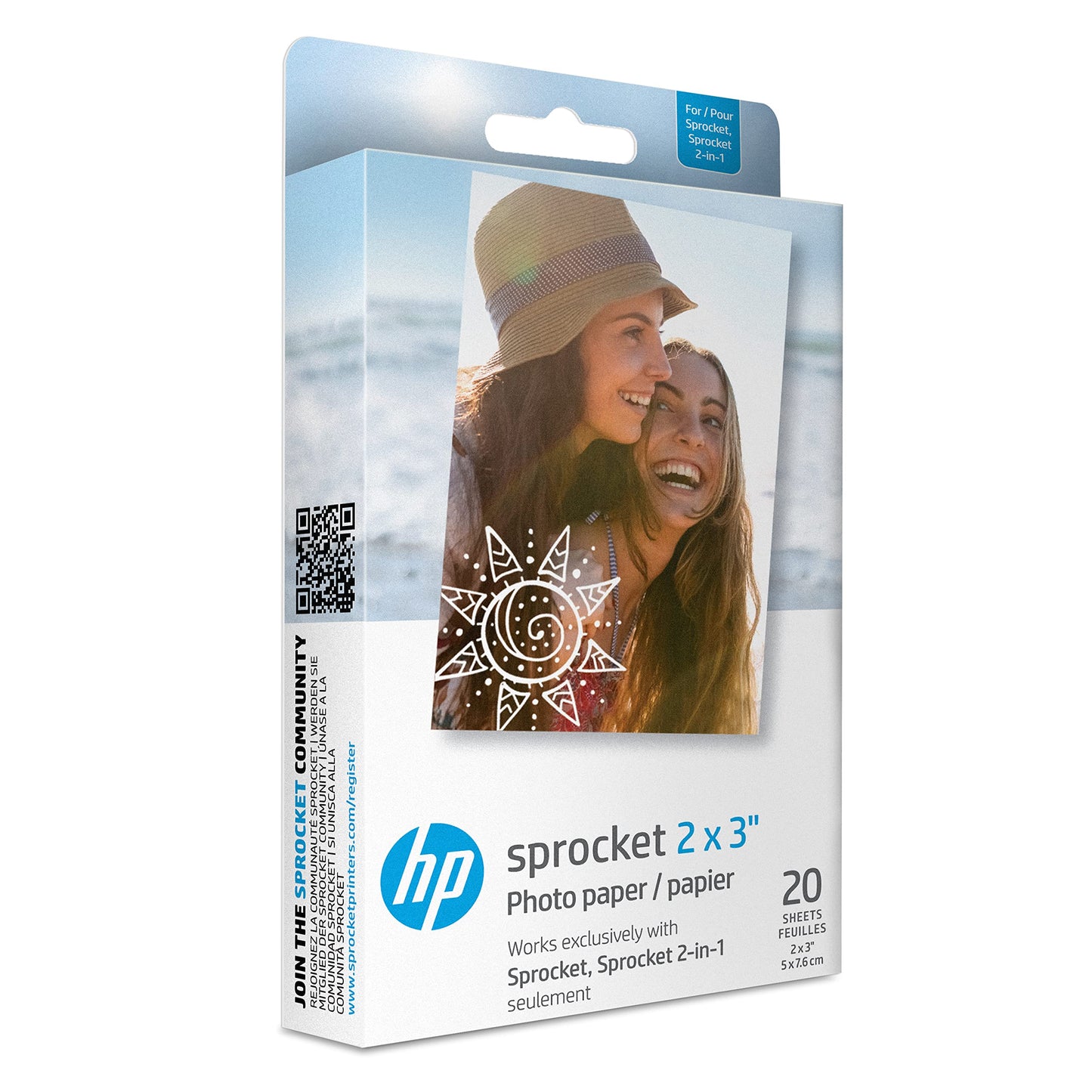 HP Sprocket 2x3" Premium Zink Sticky Back Photo Paper (100 Sheets) Compatible with HP Sprocket Photo Printers, Original Version.