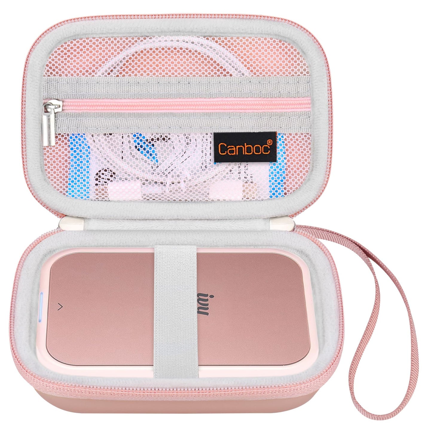 Canboc Hard Case for Canon Ivy 2/Canon Ivy/Canon Ivy CLIQ+2 CLIQ 2 CLIQ+ Mini Photo Printer Mobile Wireless Bluetooth Instant Camera Printer, Mesh Bag fit Photo Paper and Cable, Rose Gold