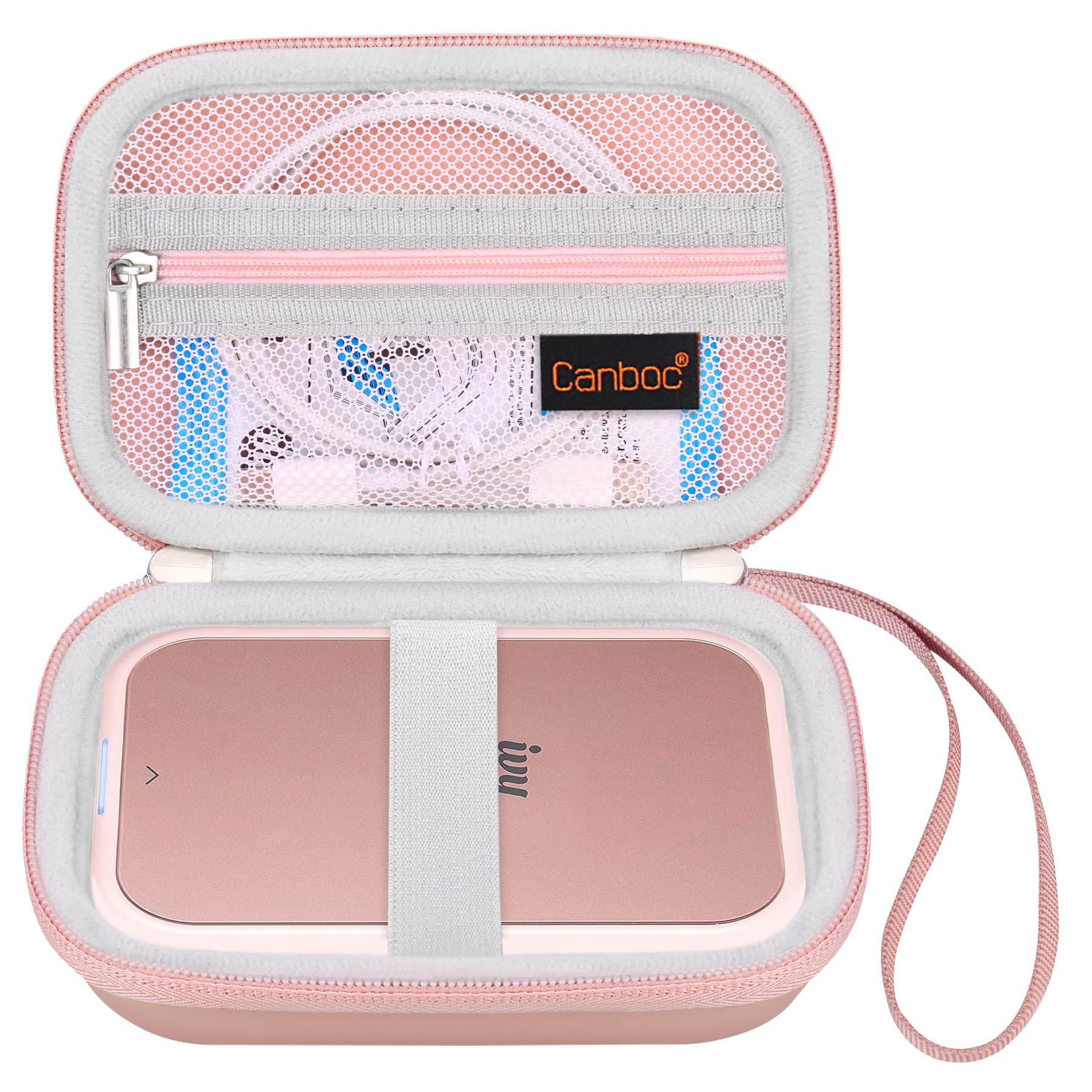 Canboc Hard Case for Canon Ivy 2/Canon Ivy/Canon Ivy CLIQ+2 CLIQ 2 CLIQ+ Mini Photo Printer Mobile Wireless Bluetooth Instant Camera Printer, Mesh Bag fit Photo Paper and Cable, Rose Gold