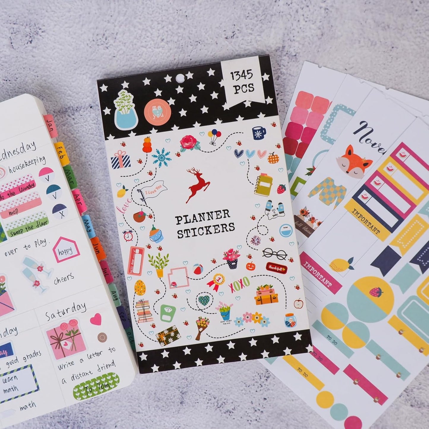 ARRLSDB Aesthetic Monthly Planner Stickers - 28 Sheets/1345 pcs - Daily Planner Accessories, Decorating Your Journals and Calendar