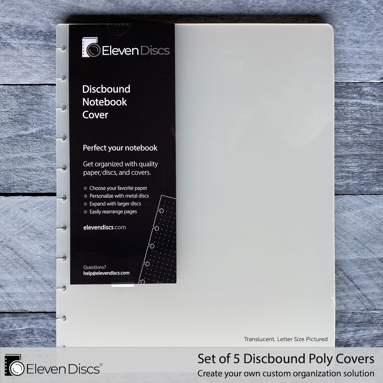 Classic Size Black Discbound Notebook Poly Covers, Compatible with Circa Midway & Classic Happy Planner (Set of 5)