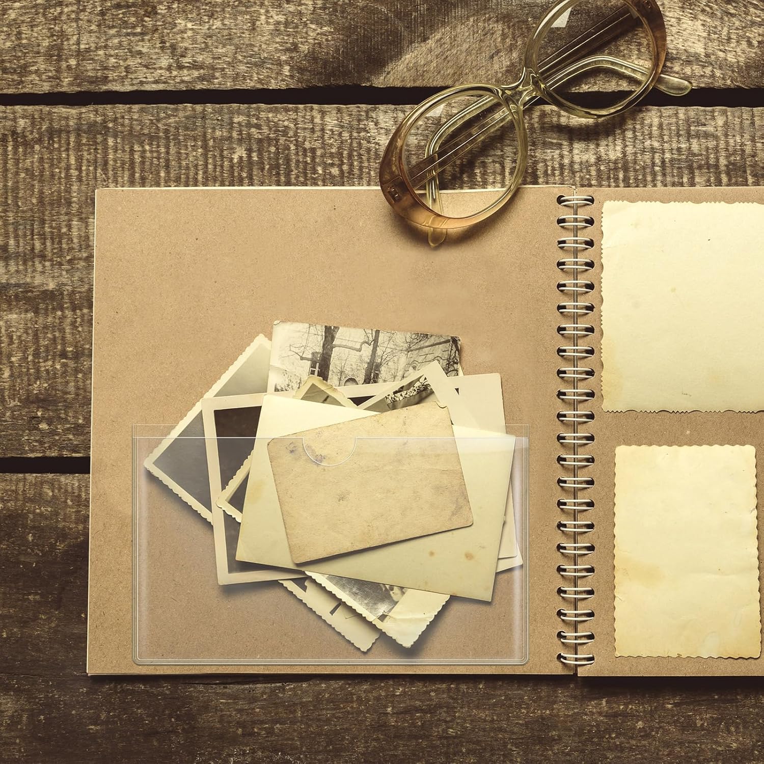 Junkin 20 Pcs Adhesive Pockets for Planners Index Card Pockets Planner Accessories Folder Self Sticky Clear Ideal Holder Top Open Add Storage Space to Notebooks Journal Office School Vinyl, 2 Styles