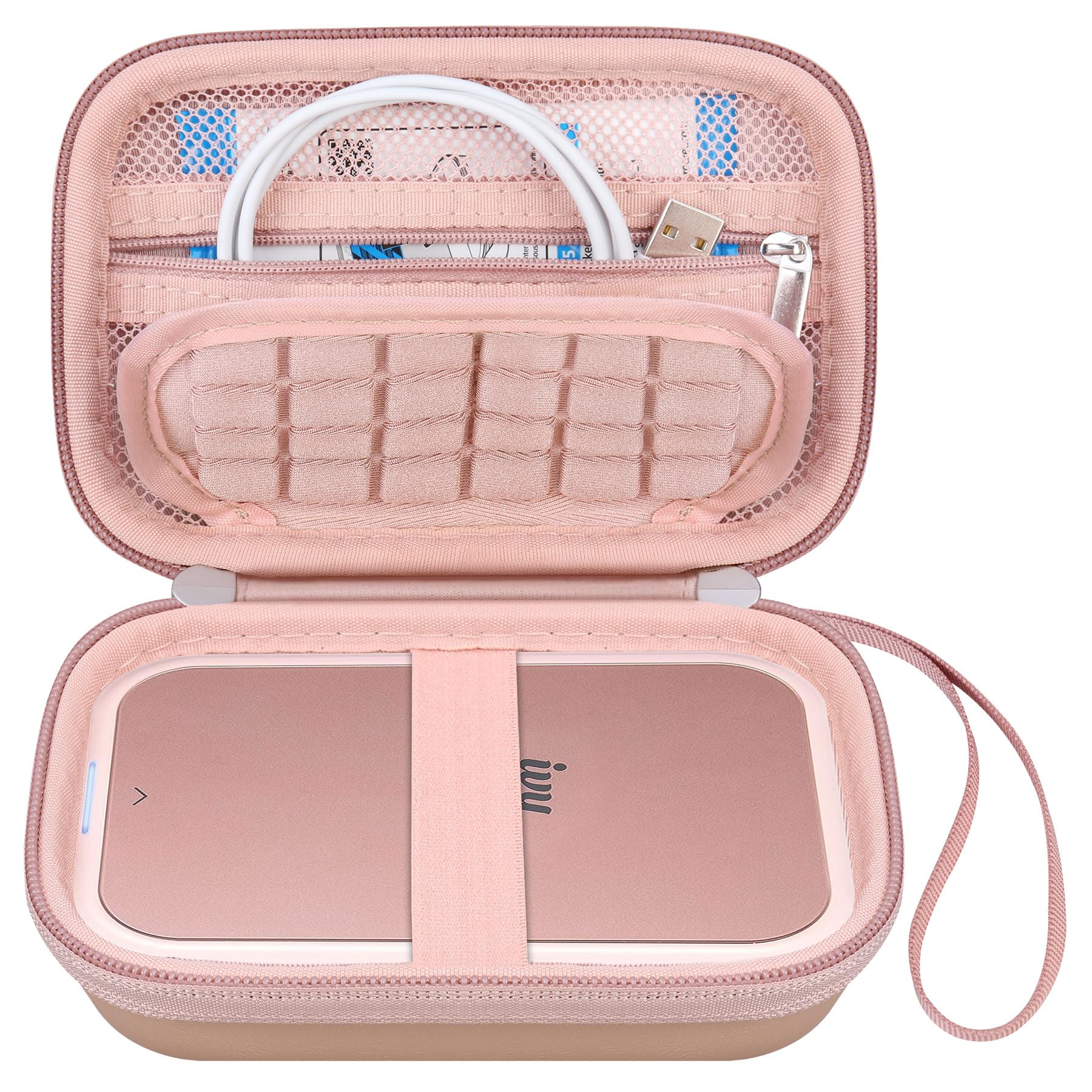 Canboc Hard Case for Canon Ivy 2/Canon Ivy/Canon Ivy CLIQ+2 CLIQ 2 CLIQ+ Mini Photo Printer Mobile Wireless Bluetooth Instant Camera Printer, Mesh Bag fit Photo Paper and Cable, Rose Gold