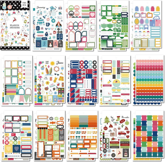 ARRLSDB Aesthetic Monthly Planner Stickers - 28 Sheets/1345 pcs - Daily Planner Accessories, Decorating Your Journals and Calendar