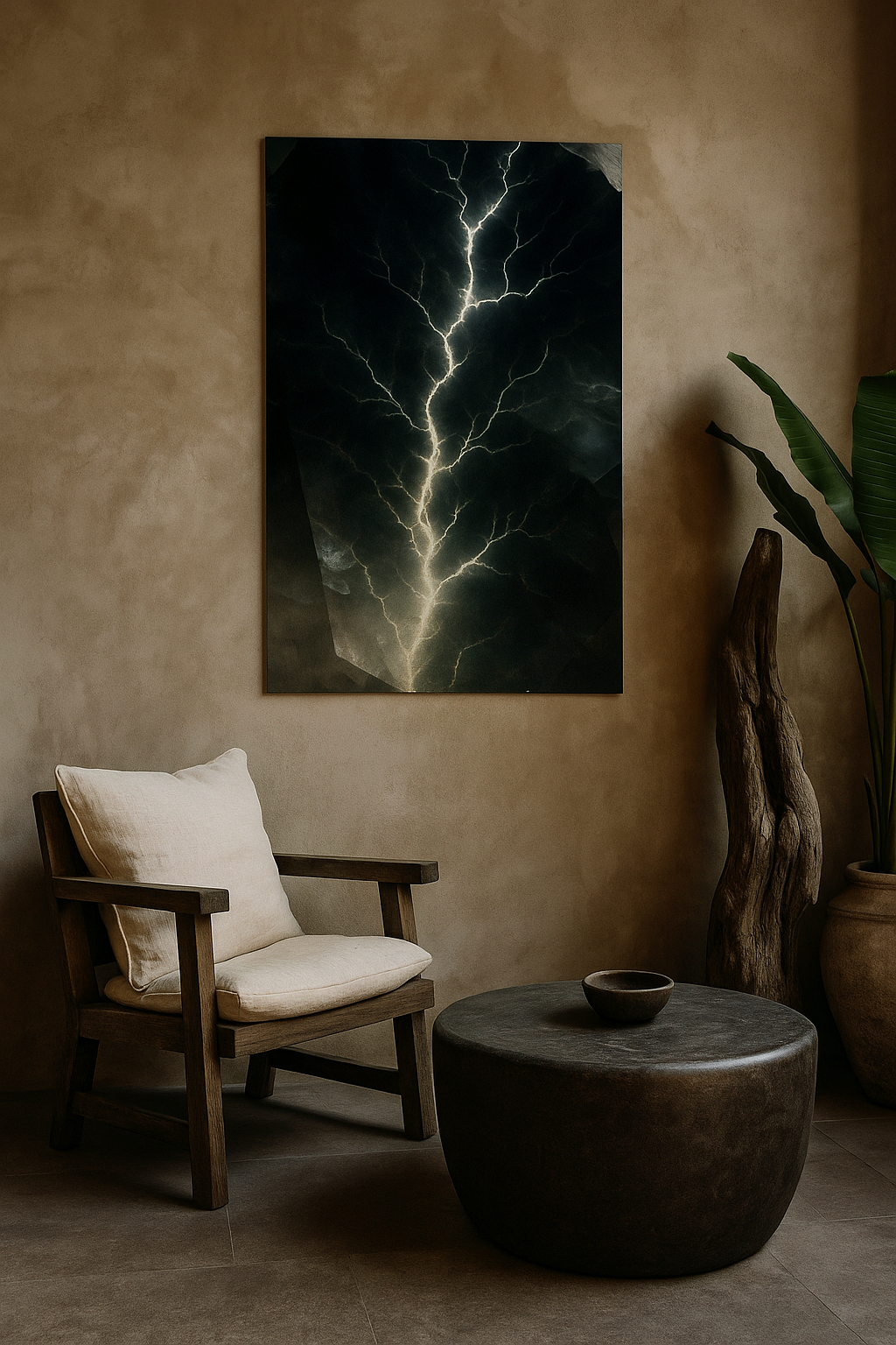 “Strike of Insight” – Black Fulgurite-Inspired Art