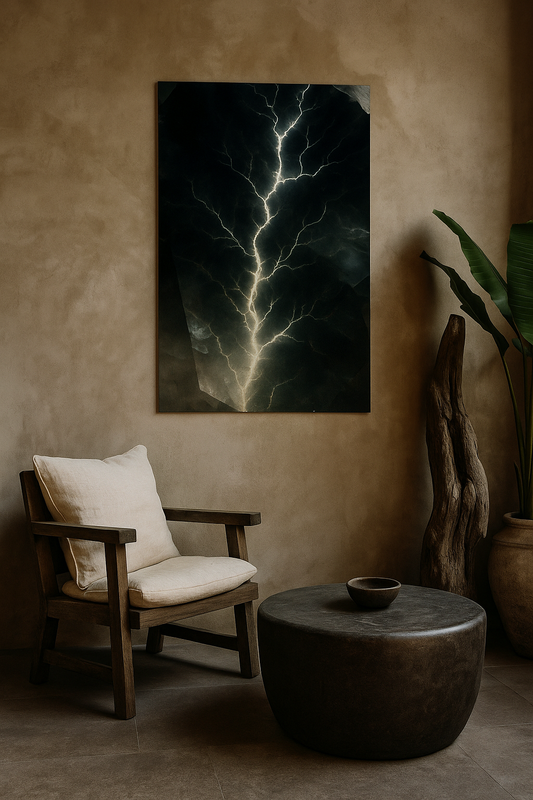 “Strike of Insight” – Black Fulgurite-Inspired Art